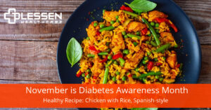 November is Diabetes Awareness Month Recipe Chicken with Rice spanish style